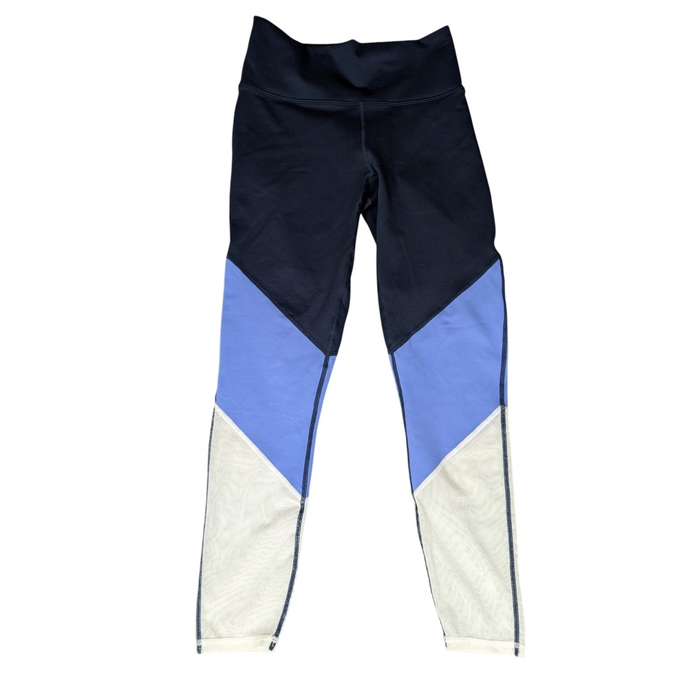 Fabletics Powerhold Colorblock Mesh Leggings Navy Blue White‎ XS